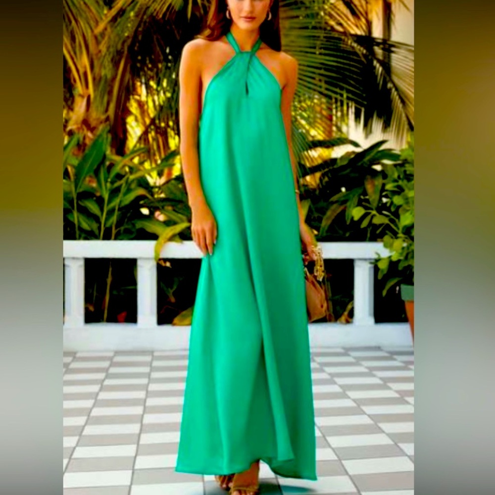 Vici satin halter green dress - size xsmall